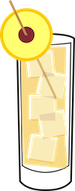 an illustration of an Orange 75 cocktail made with Proof Syrup, gin, and champagne