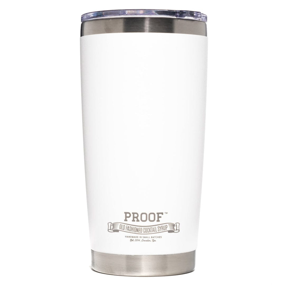 Load image into Gallery viewer, 20 oz white Proof Syrup tumbler.