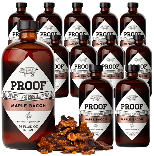 Load image into Gallery viewer, 12 bottles of Maple Bacon Proof Syrup.