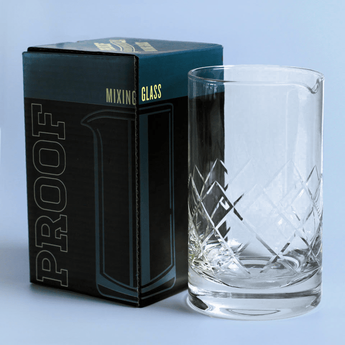 A mixing glass and its box.